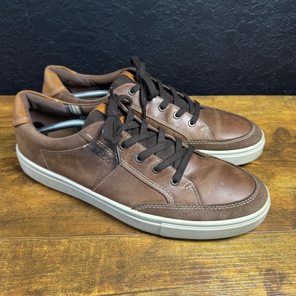 ECCO Soft 7 Brown Leather Suede Fashion Sneakers Mens EU 47 US 13-13.5